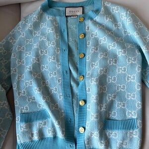 Gucci Blue and White Cardigan